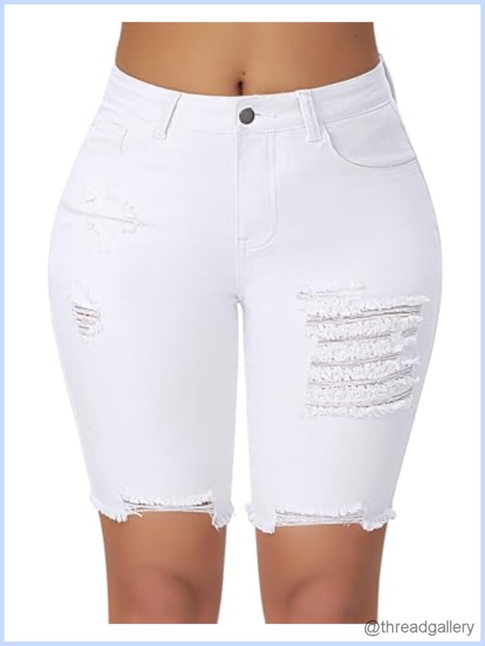 High Waisted Stretchy Denim Bermuda Shorts Ripped Casual Summer Jean Shorts